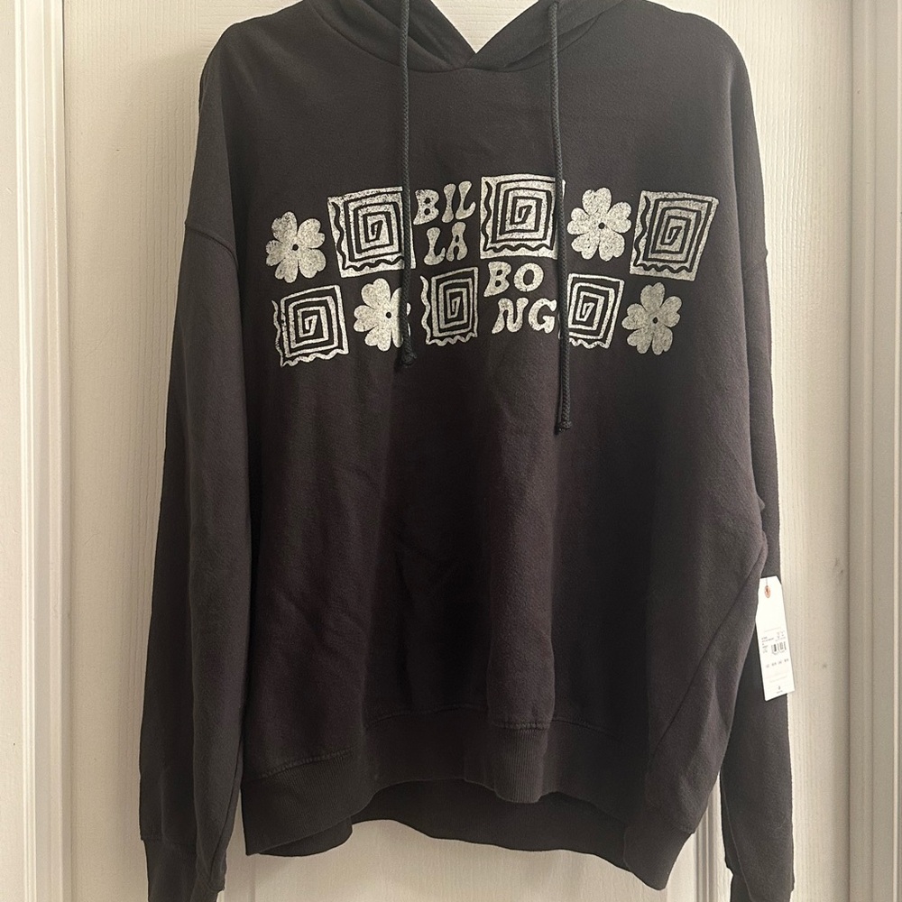 Billabong Black and White Graphic Hoodie size Women’s large